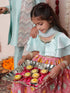 Girl's' Aqua And Pink Georgette Lehenga Set